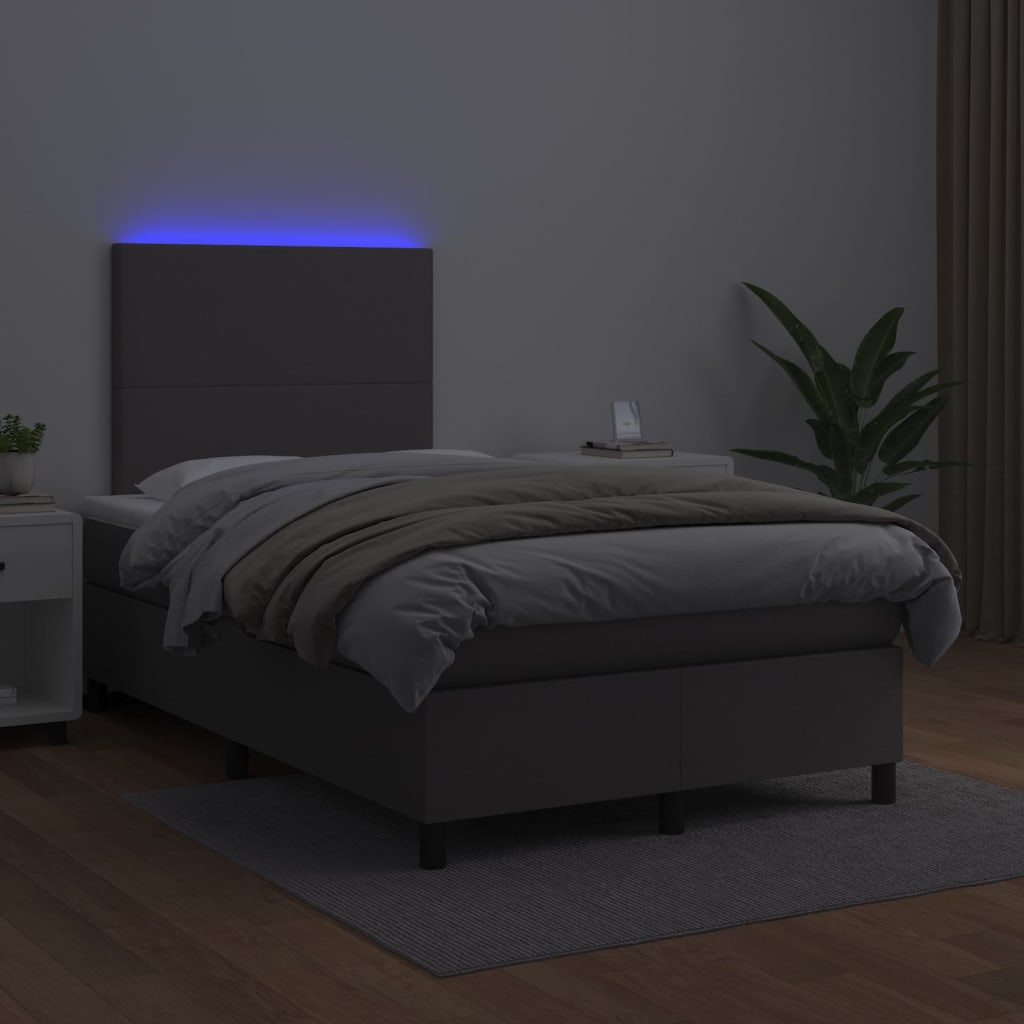 Sommier à lattes de lit avec matelas et LED Gris 120x200 cm - XIOS