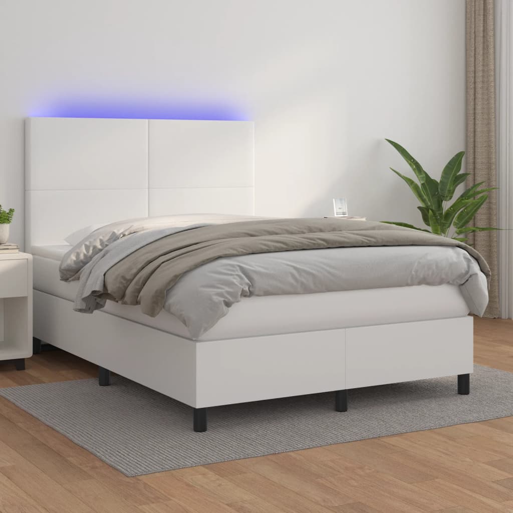 Sommier à lattes de lit avec matelas et LED Blanc 140x200 cm - XIOS