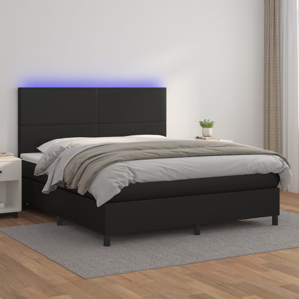 Sommier à lattes de lit avec matelas et LED Noir 160x200 cm - XIOS