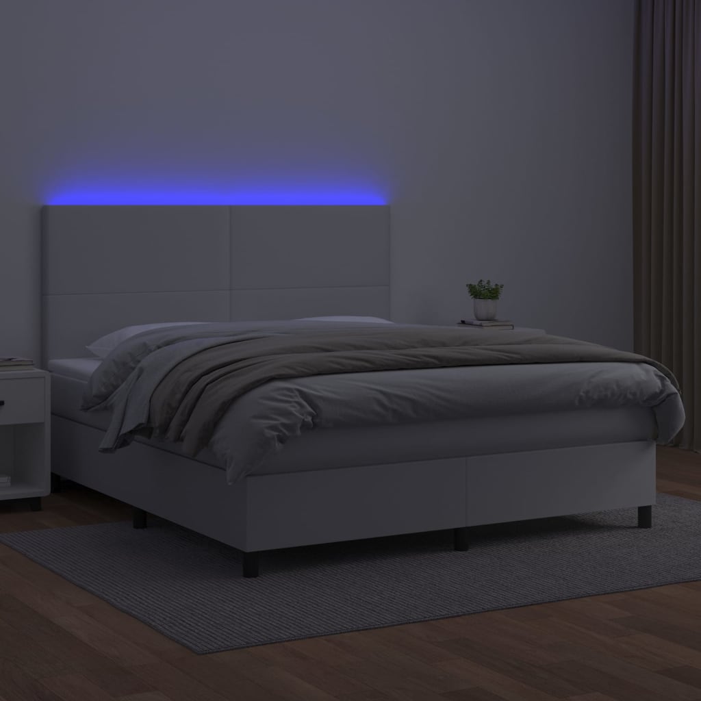 Sommier à lattes de lit avec matelas et LED Blanc 160x200 cm - XIOS