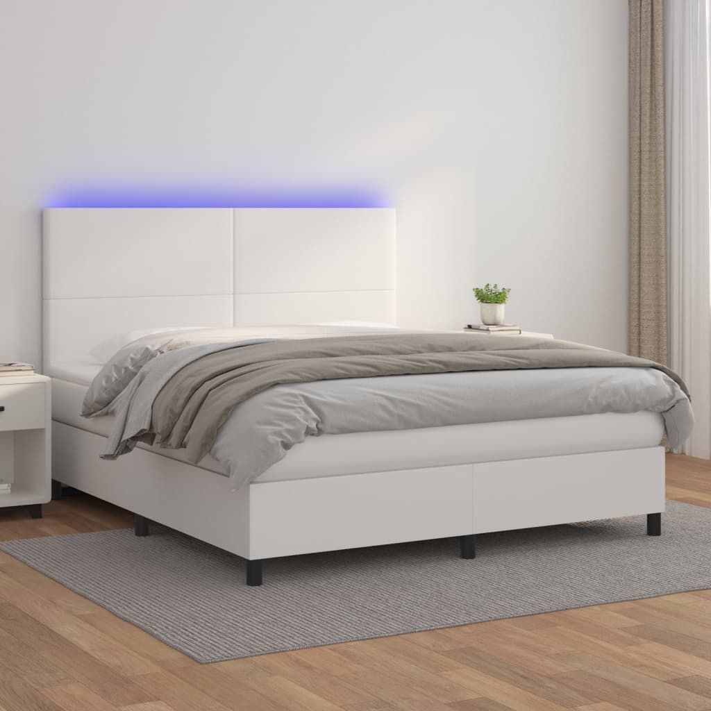 Sommier à lattes de lit avec matelas et LED Blanc 160x200 cm - XIOS