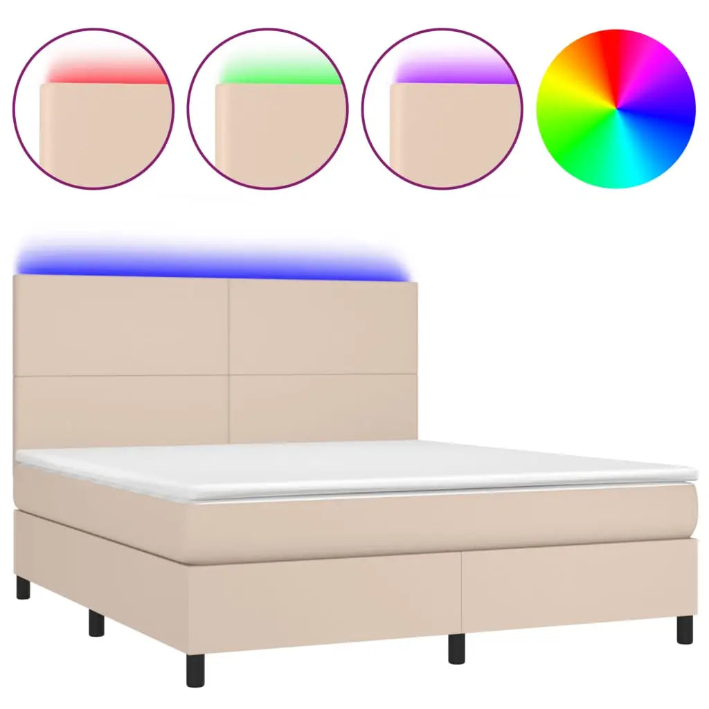 Sommier à lattes de lit avec matelas LED Cappuccino 160x200 cm - XIOS