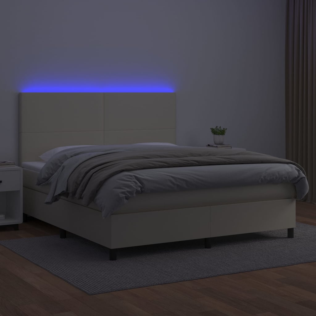 Sommier à lattes de lit avec matelas et LED Crème 180x200 cm - XIOS
