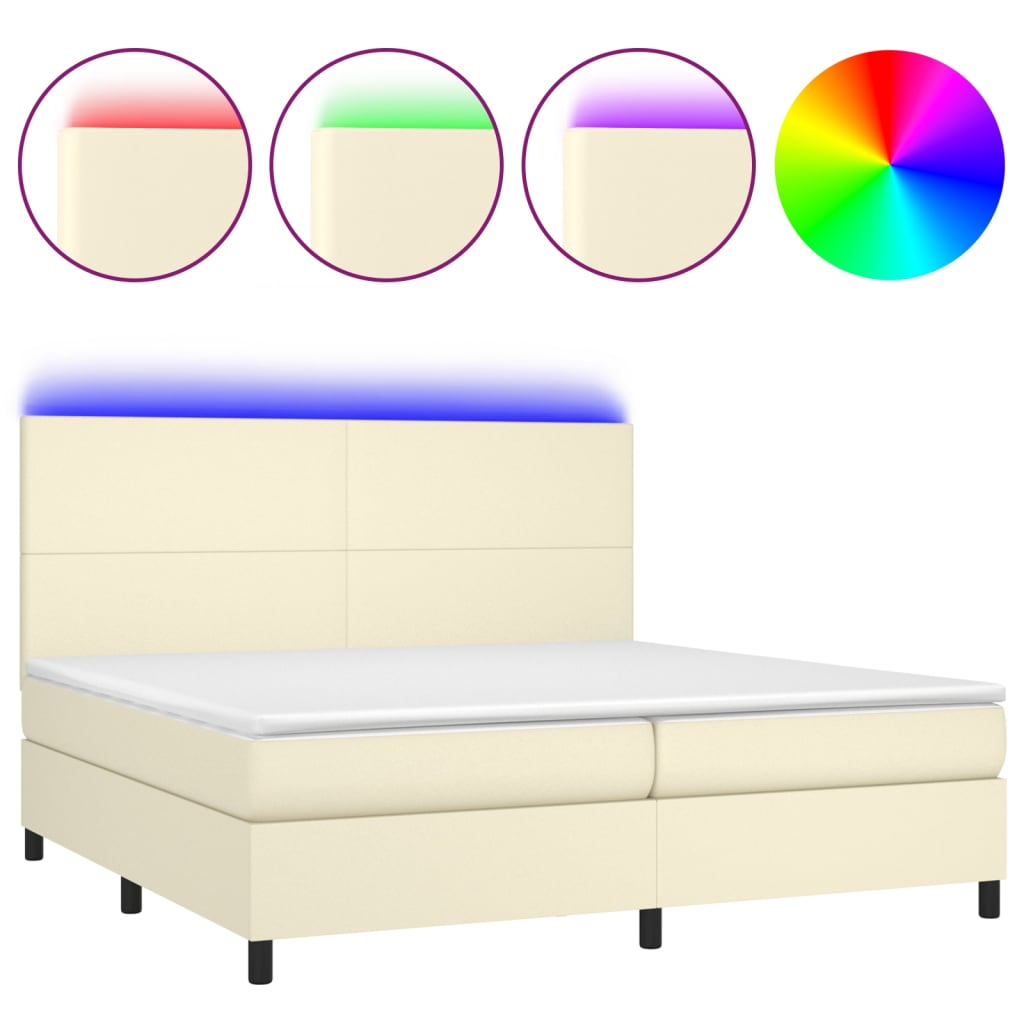 Sommier à lattes de lit avec matelas et LED Crème 200x200 cm - XIOS