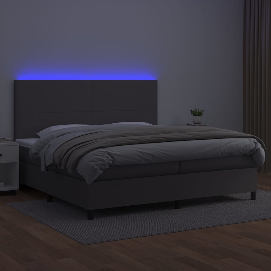 Sommier à lattes de lit avec matelas et LED Gris 200x200 cm - XIOS