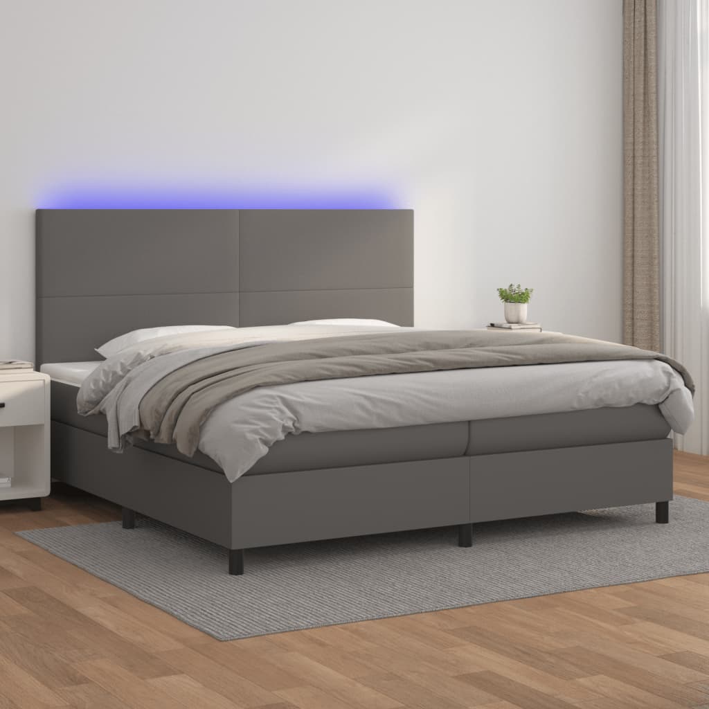 Sommier à lattes de lit avec matelas et LED Gris 200x200 cm - XIOS