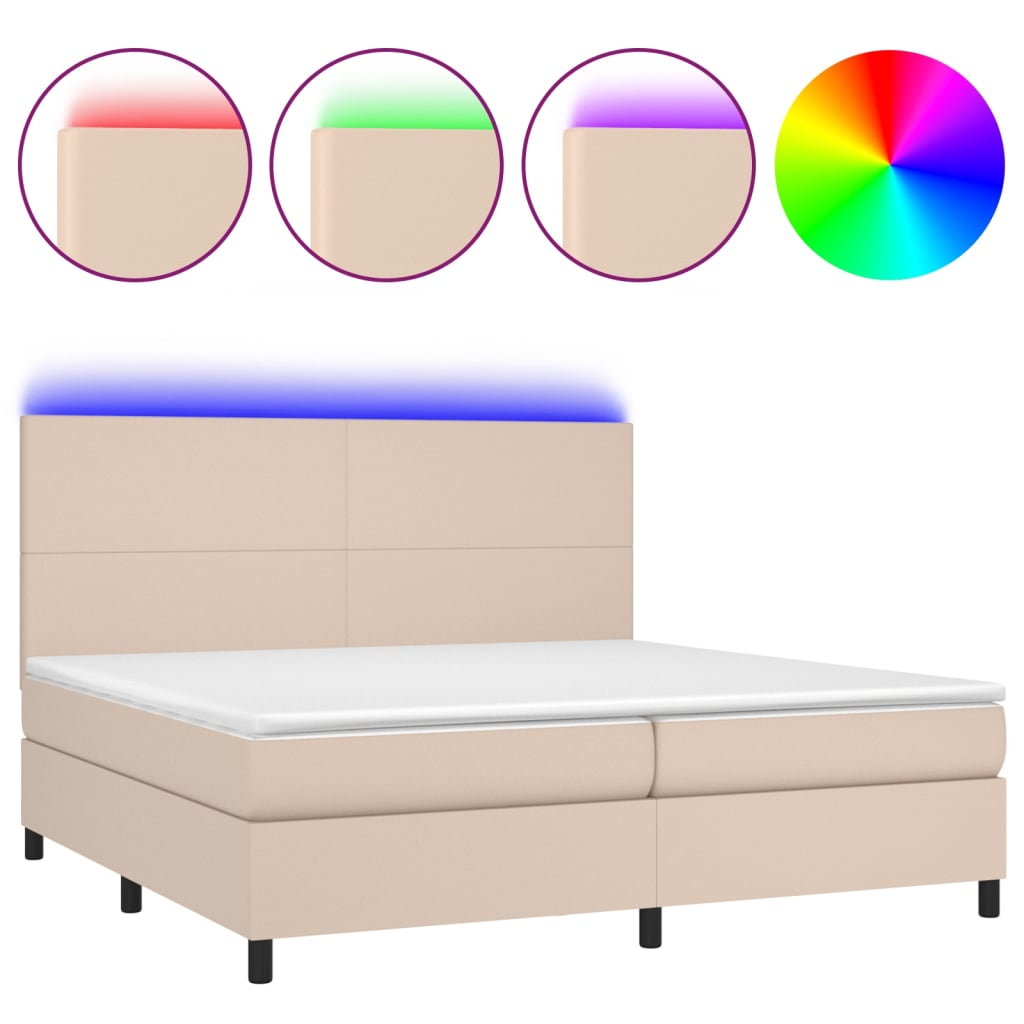 Sommier à lattes de lit avec matelas LED Cappuccino 200x200 cm - XIOS