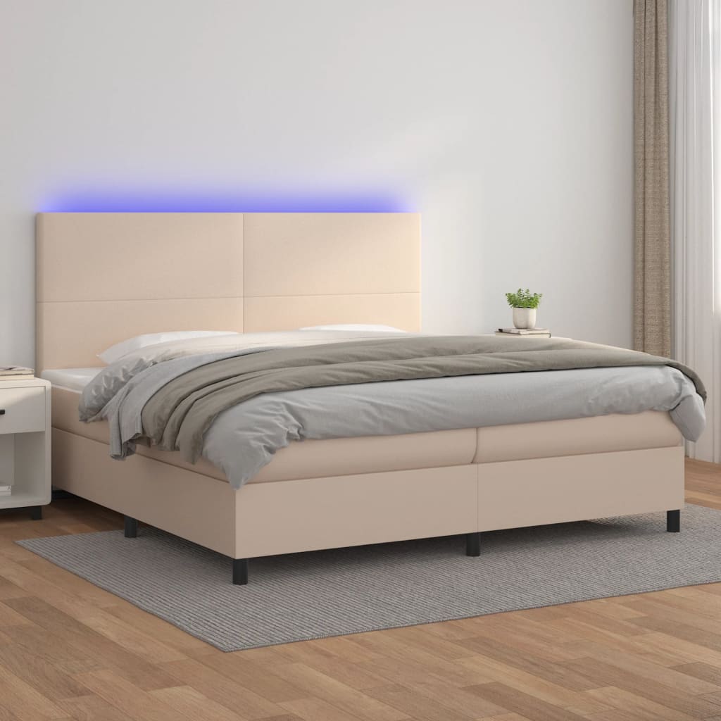 Sommier à lattes de lit avec matelas LED Cappuccino 200x200 cm - XIOS