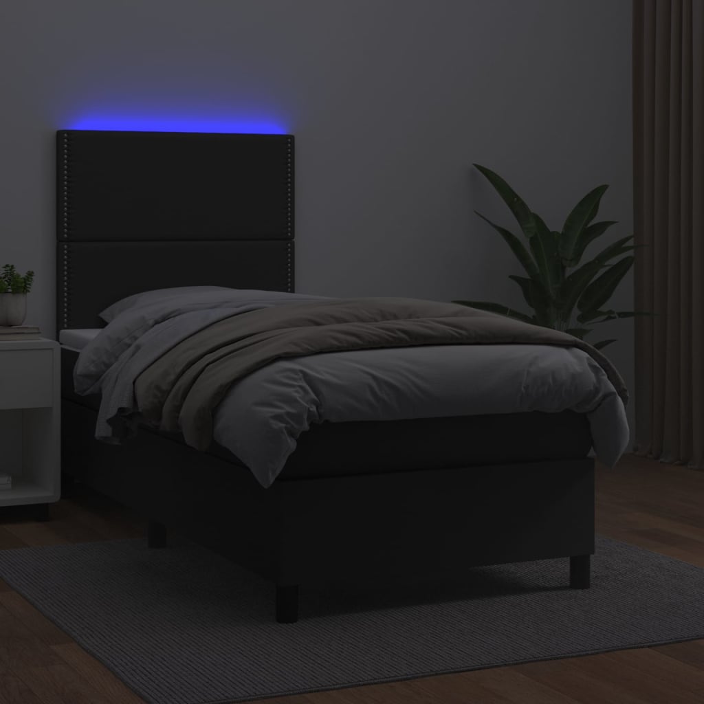 Sommier à lattes de lit avec matelas et LED Noir 90x190 cm - XIOS