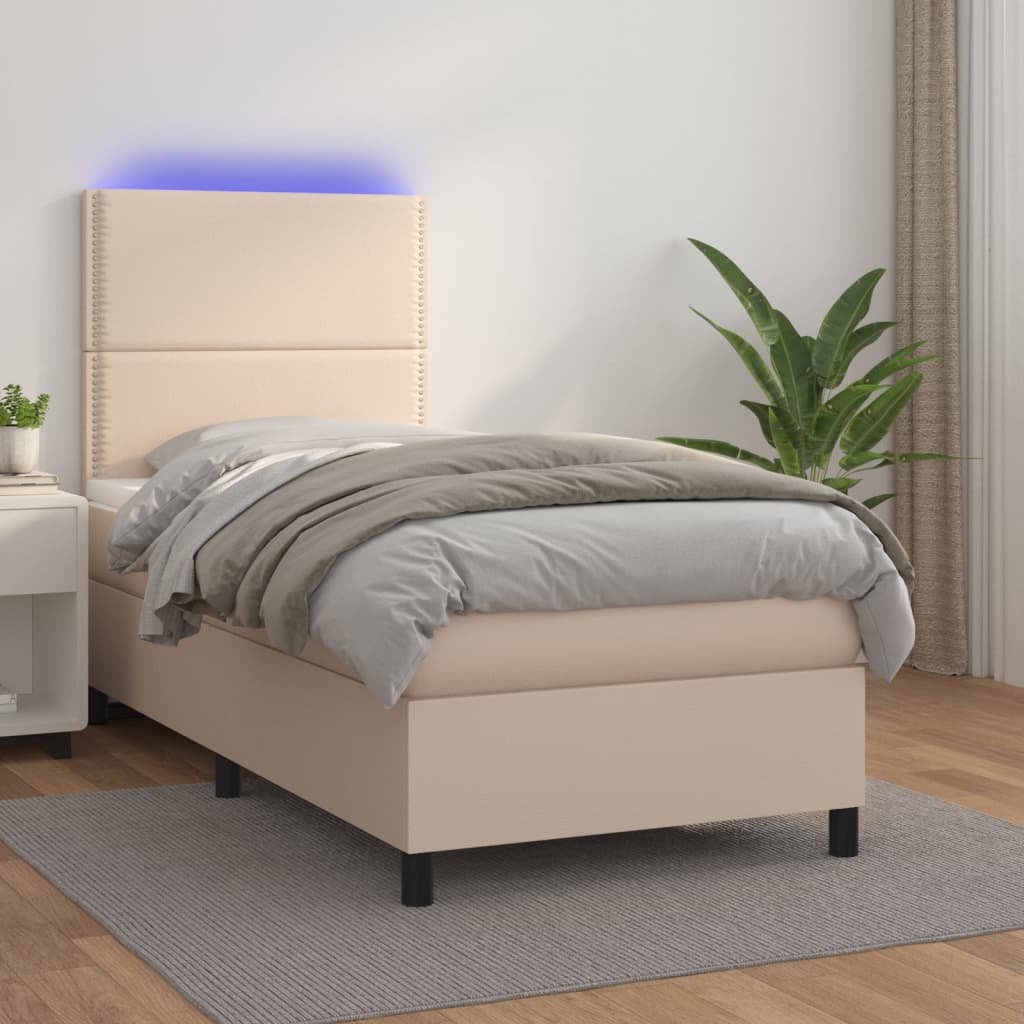 Sommier à lattes de lit avec matelas et LED Cappuccino 90x200cm - XIOS