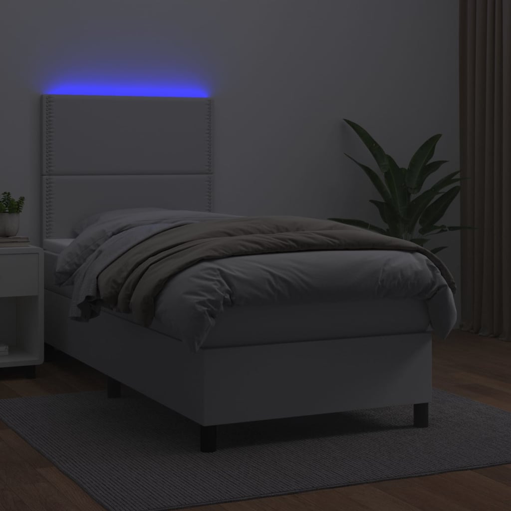 Sommier à lattes de lit avec matelas et LED Blanc 100x200 cm - XIOS