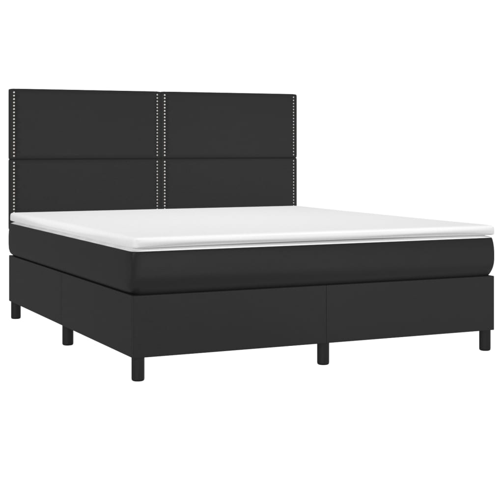 Sommier à lattes de lit avec matelas et LED Noir 180x200 cm - XIOS