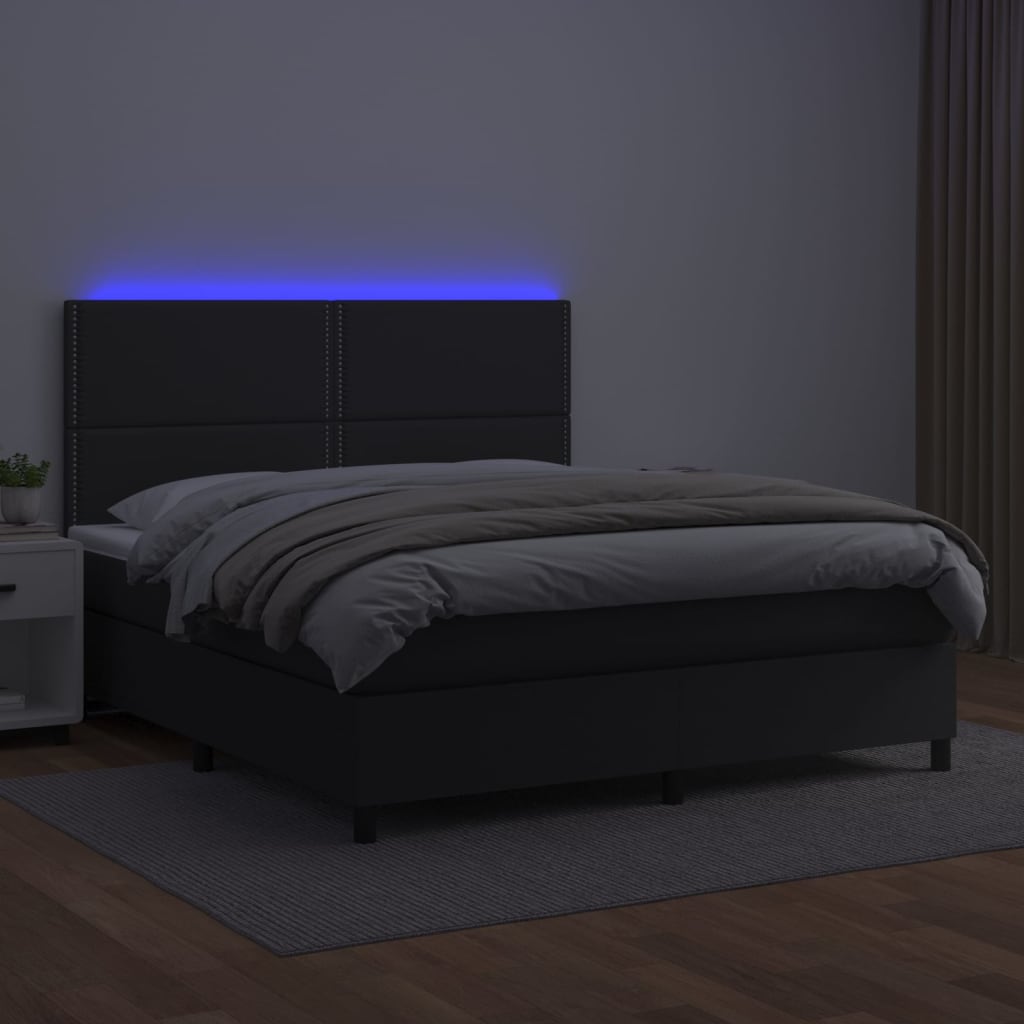 Sommier à lattes de lit avec matelas et LED Noir 180x200 cm - XIOS