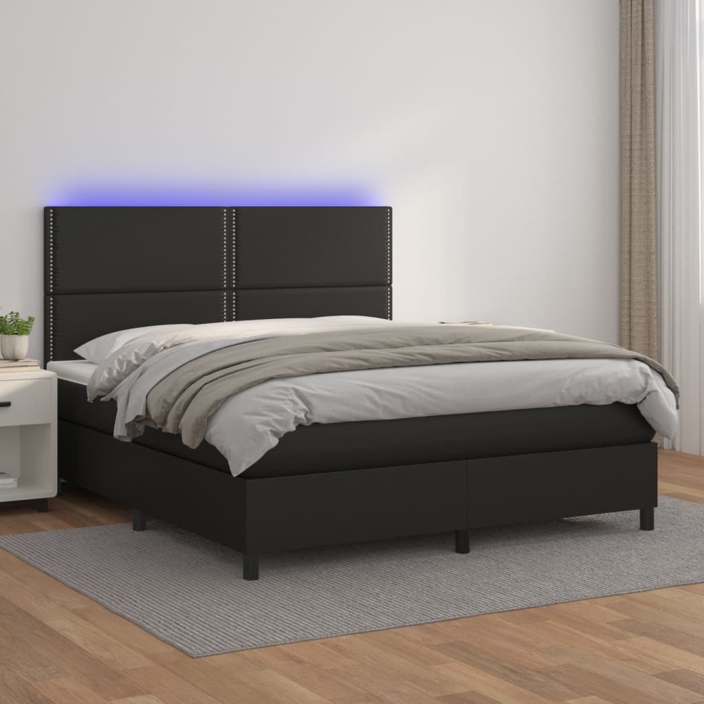Sommier à lattes de lit avec matelas et LED Noir 180x200 cm - XIOS