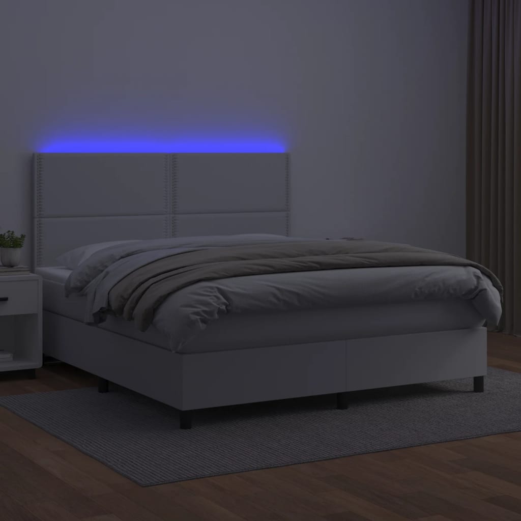 Sommier à lattes de lit avec matelas et LED Blanc 180x200 cm - XIOS