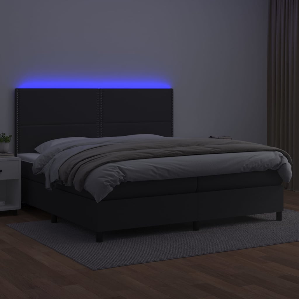 Sommier à lattes de lit avec matelas et LED Noir 200x200 cm - XIOS