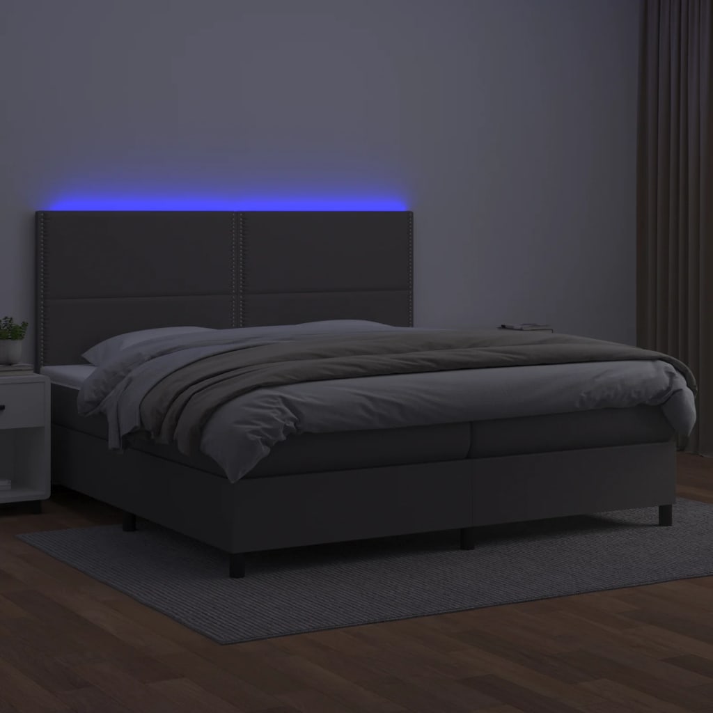Sommier à lattes de lit avec matelas et LED Gris 200x200 cm - XIOS