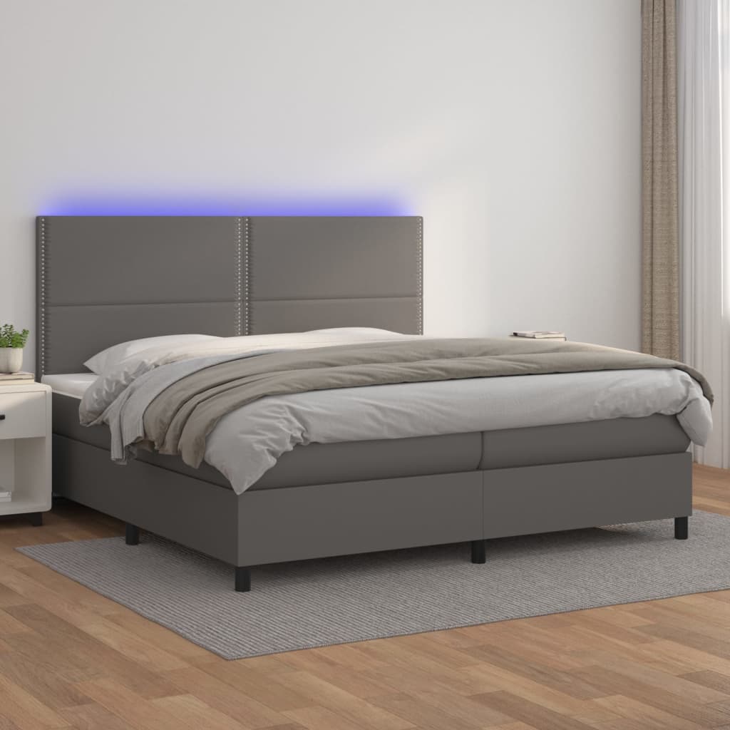 Sommier à lattes de lit avec matelas et LED Gris 200x200 cm - XIOS