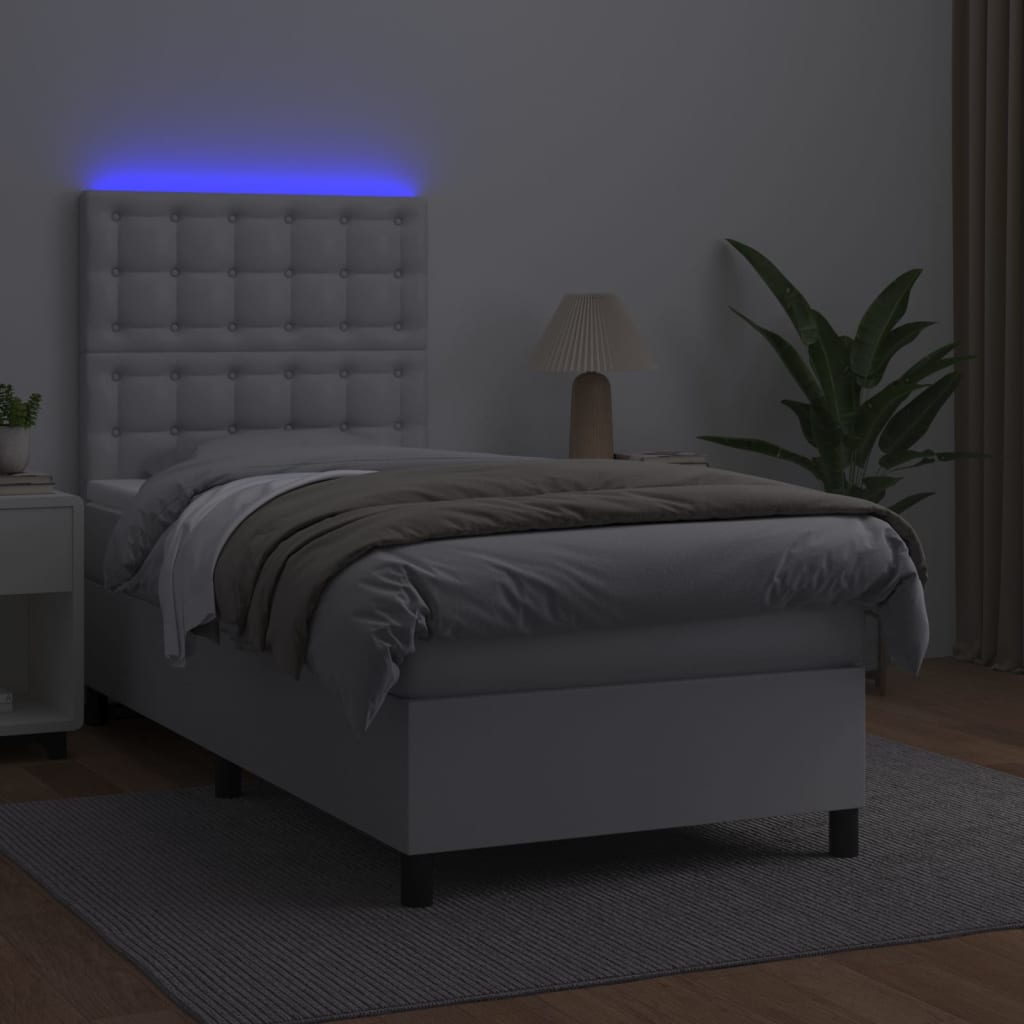 Sommier à lattes de lit avec matelas et LED Blanc 90x190 cm - XIOS
