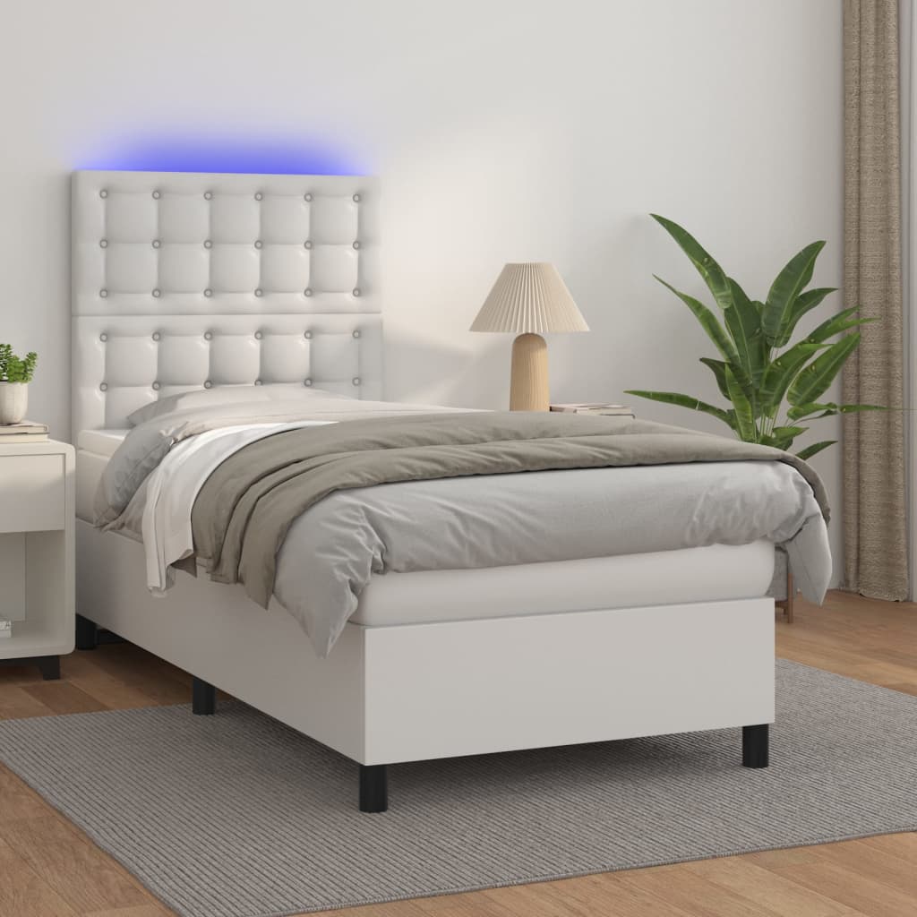 Sommier à lattes de lit avec matelas et LED Blanc 90x190 cm - XIOS