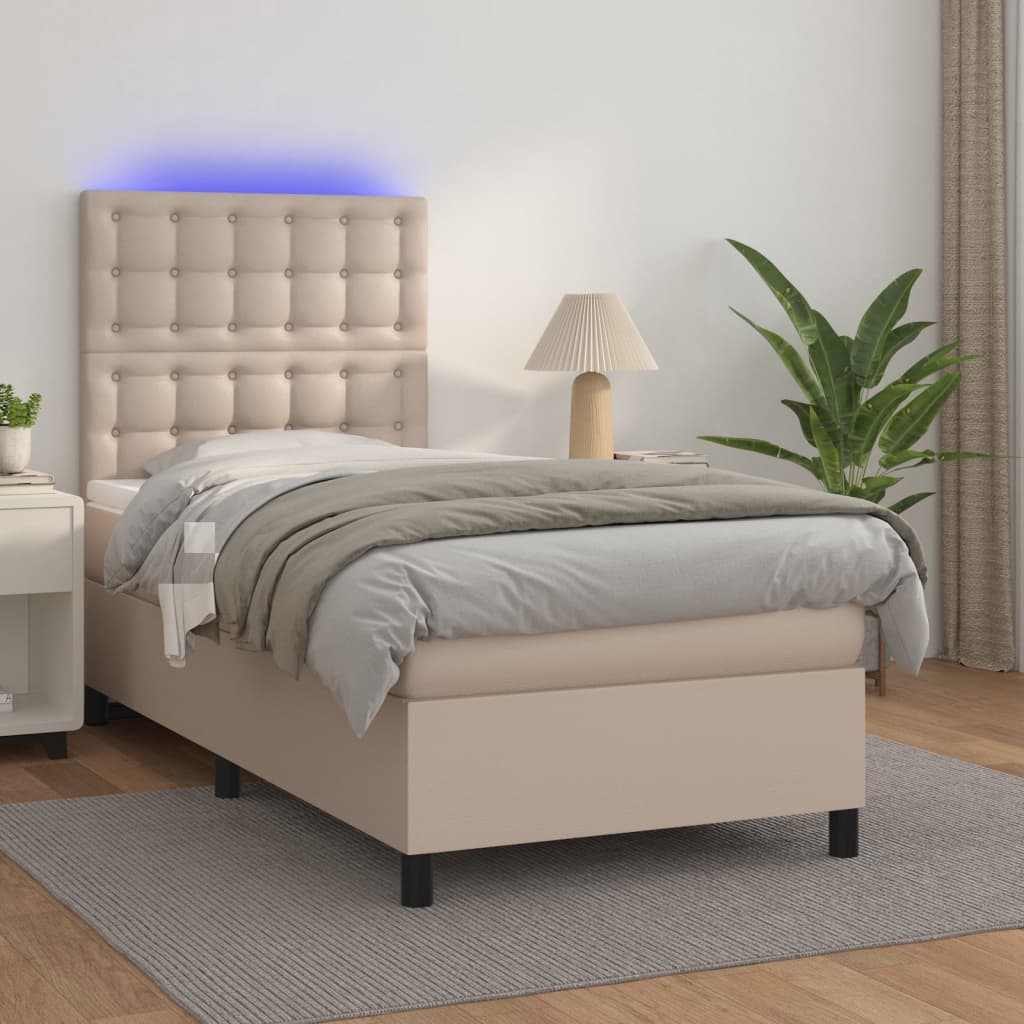 Sommier à lattes de lit avec matelas et LED Cappuccino 90x200cm - XIOS