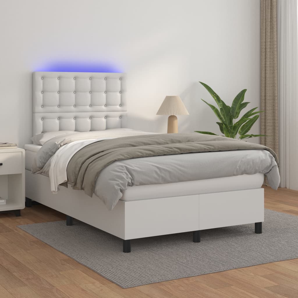 Sommier à lattes de lit avec matelas et LED Blanc 120x200 cm - XIOS