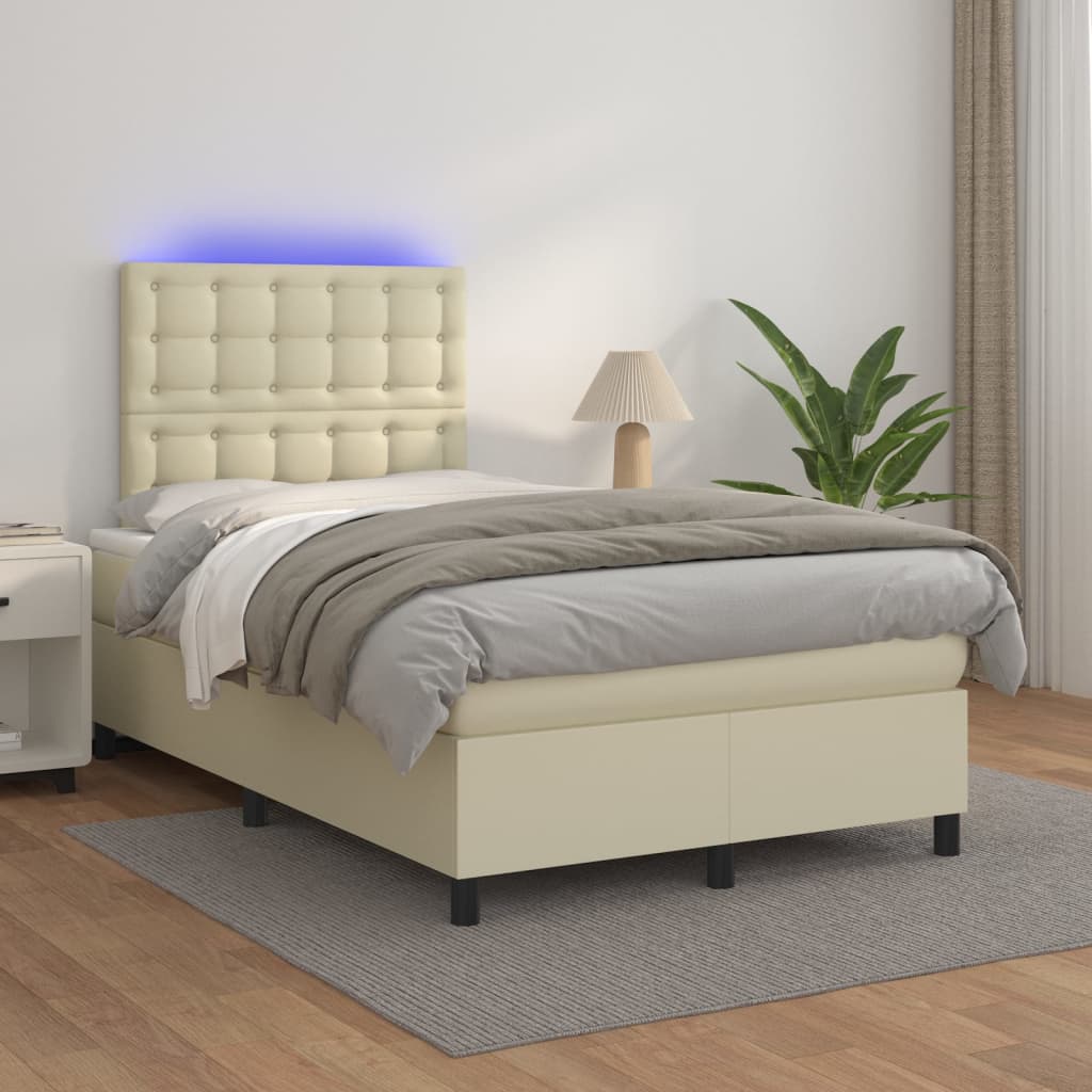 Sommier à lattes de lit avec matelas et LED Crème 120x200 cm - XIOS