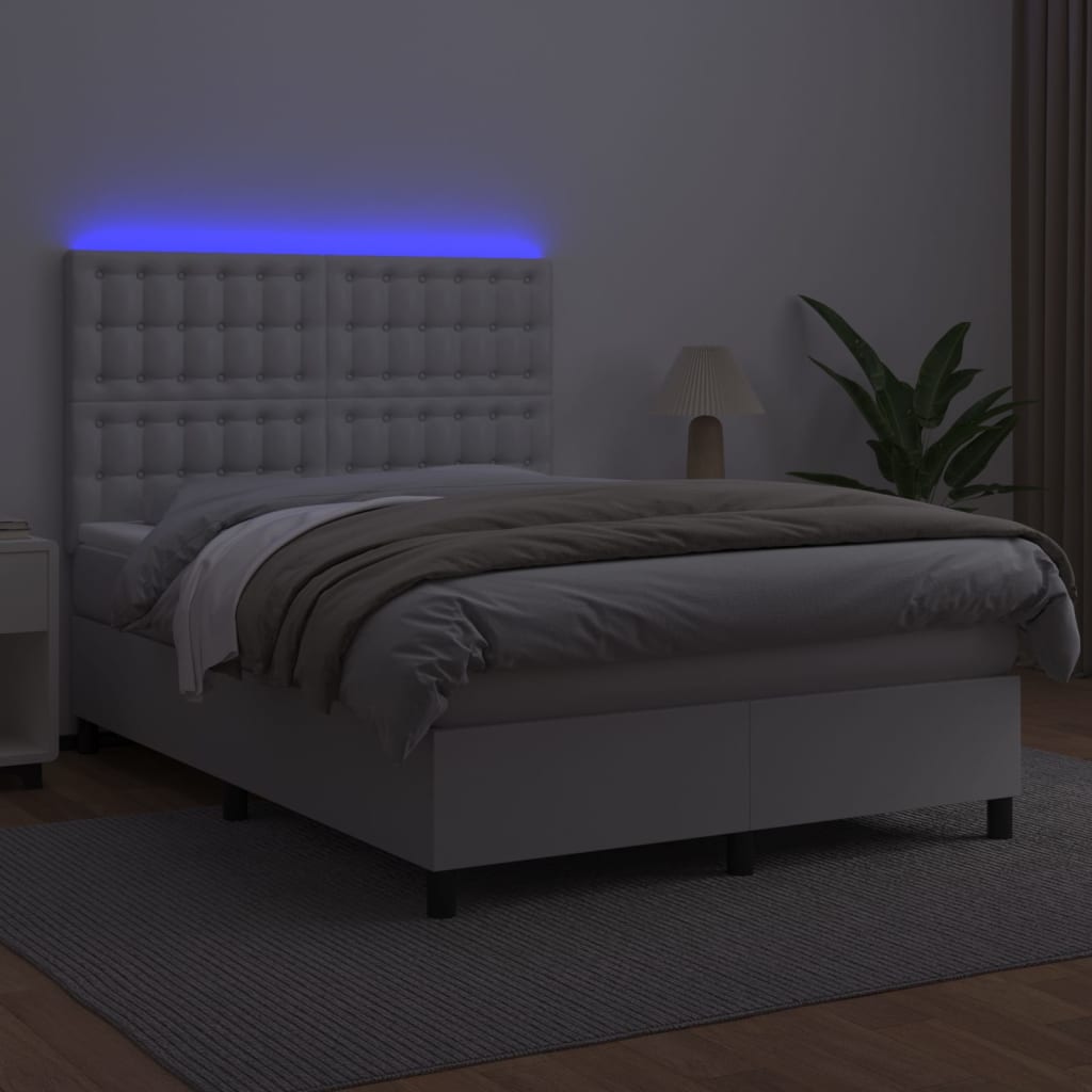 Sommier à lattes de lit avec matelas et LED Blanc 140x190 cm - XIOS