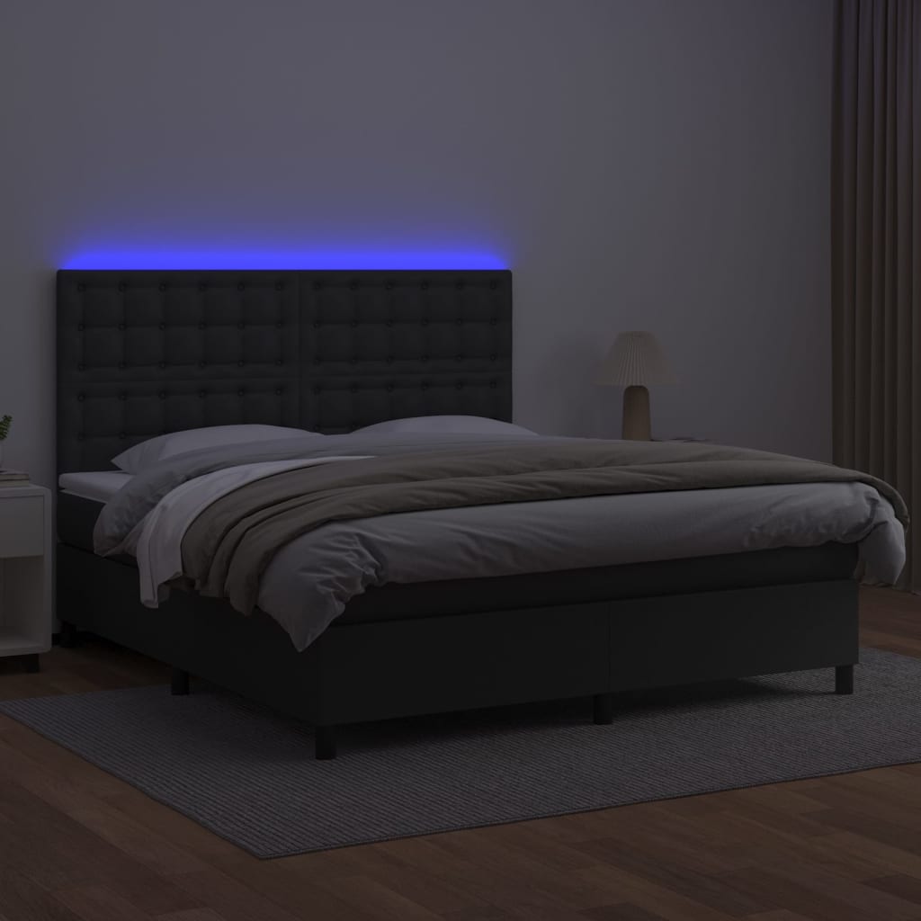 Sommier à lattes de lit avec matelas et LED Noir 160x200 cm - XIOS