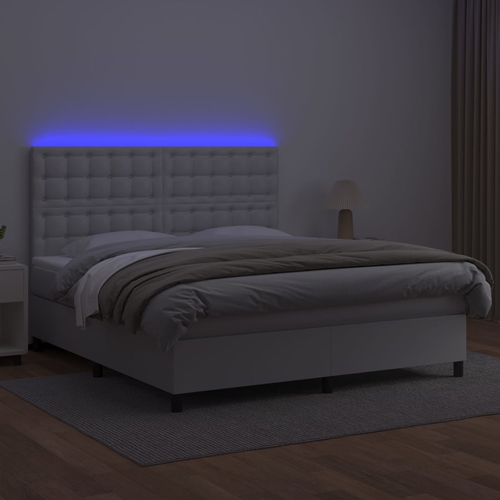 Sommier à lattes de lit avec matelas et LED Blanc 160x200 cm - XIOS