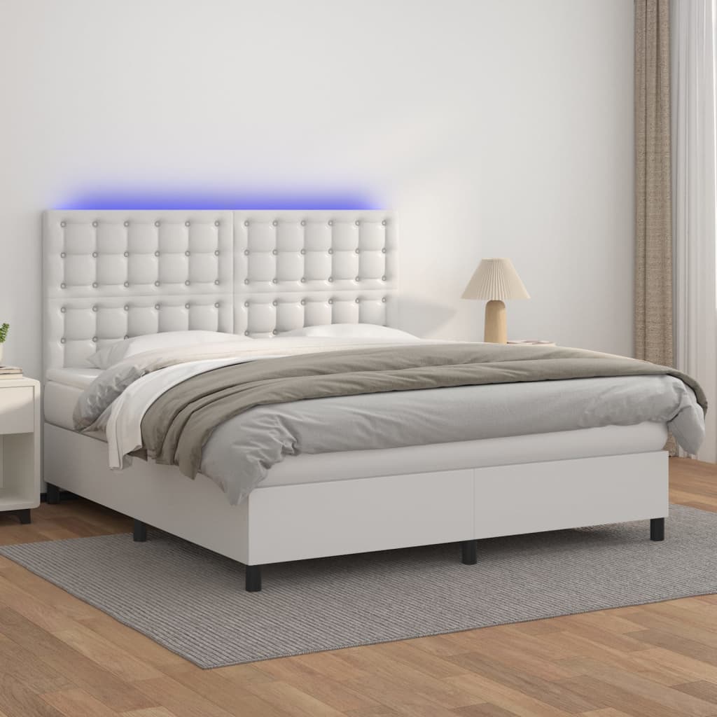 Sommier à lattes de lit avec matelas et LED Blanc 160x200 cm - XIOS