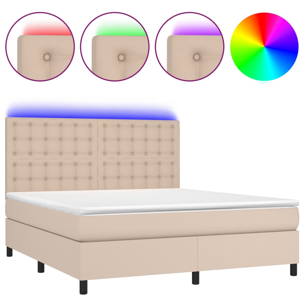 Sommier à lattes de lit avec matelas LED Cappuccino 160x200 cm