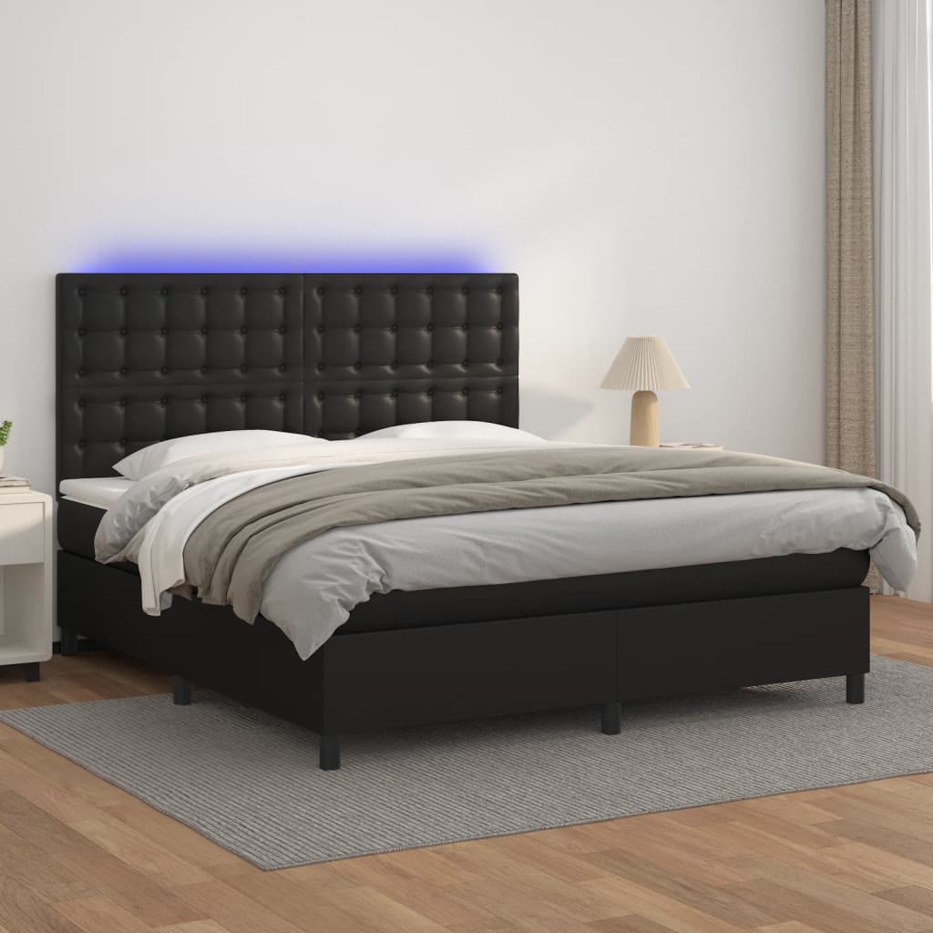 Sommier à lattes de lit avec matelas et LED Noir 180x200 cm - XIOS
