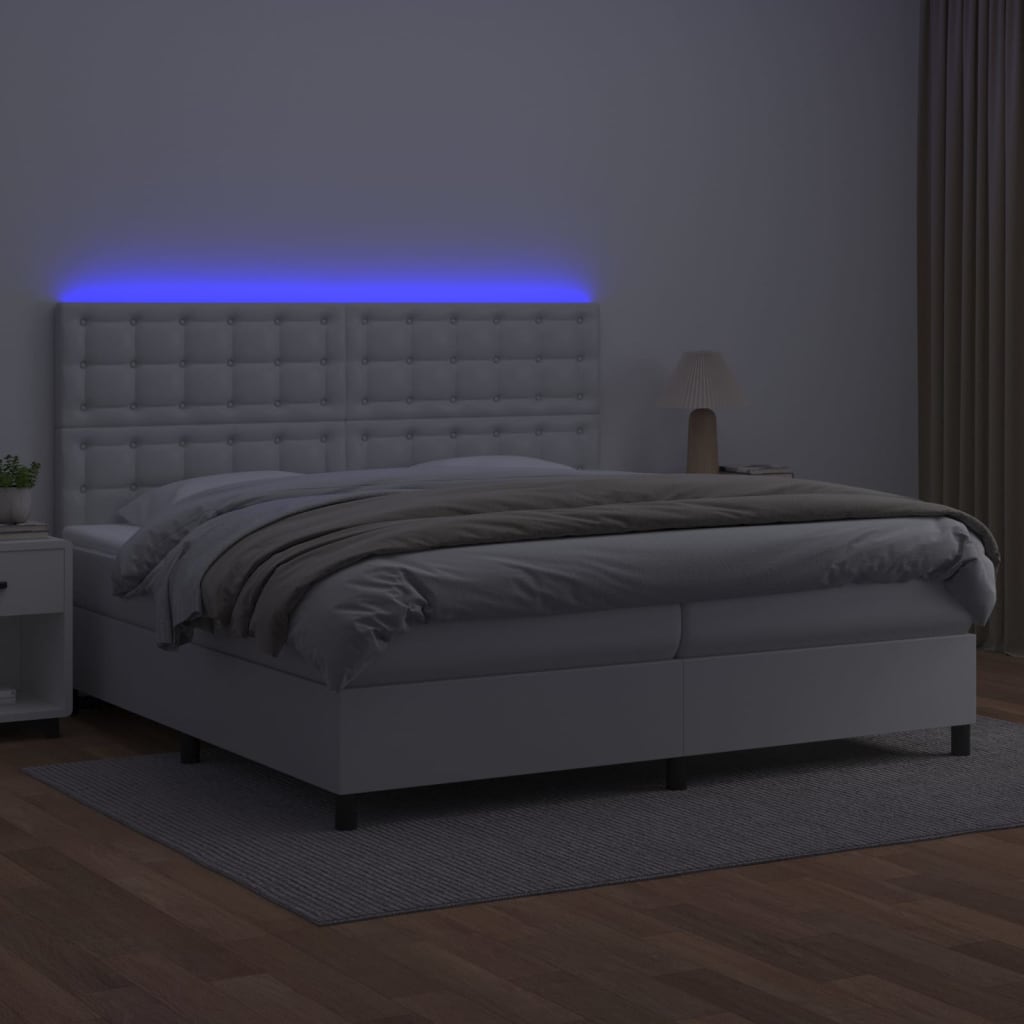 Sommier à lattes de lit avec matelas et LED Blanc 200x200 cm - XIOS