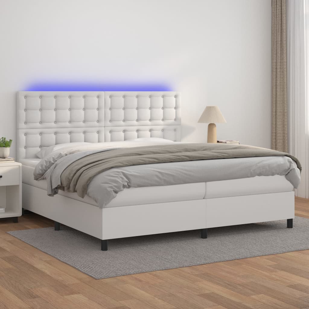 Sommier à lattes de lit avec matelas et LED Blanc 200x200 cm - XIOS