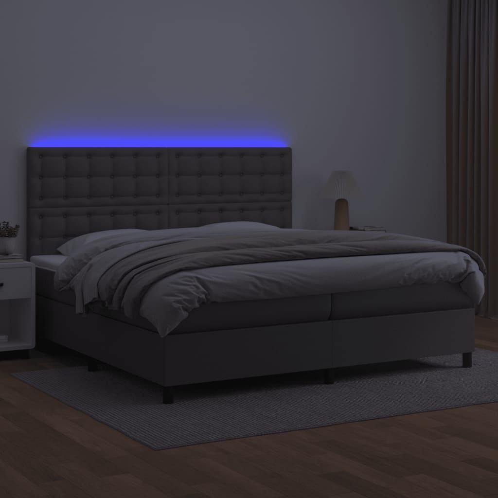 Sommier à lattes de lit avec matelas et LED Gris 200x200 cm - XIOS