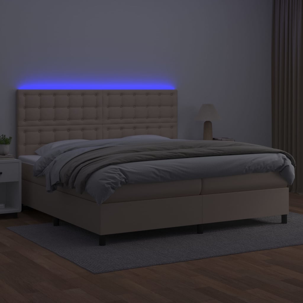Sommier à lattes de lit avec matelas LED Cappuccino 200x200 cm - XIOS