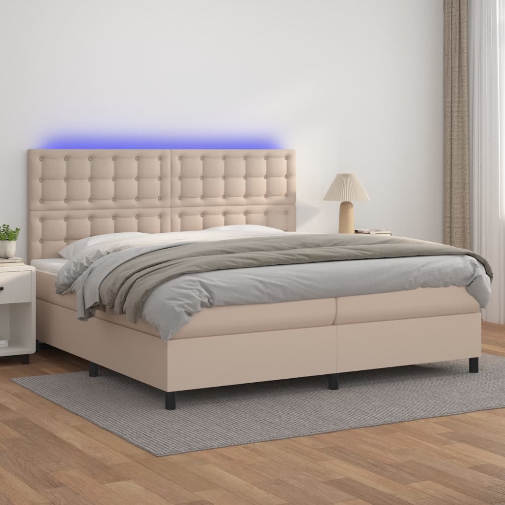 Sommier à lattes de lit avec matelas LED Cappuccino 200x200 cm - XIOS