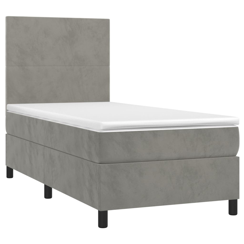 Sommier à lattes de lit avec matelas et LED Gris clair 90x190cm - XIOS