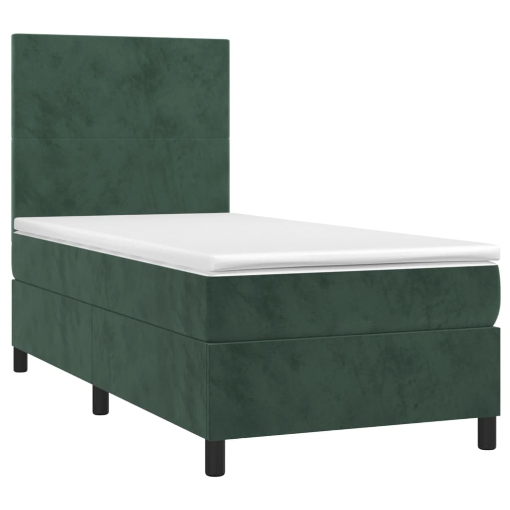 Sommier à lattes de lit avec matelas et LED Vert foncé 90x190cm - XIOS