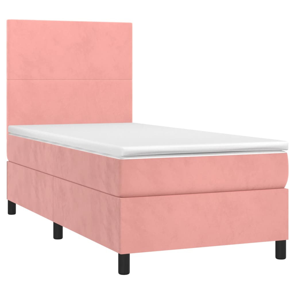 Sommier à lattes de lit et matelas LED Rose 100x200 cm Velours - XIOS