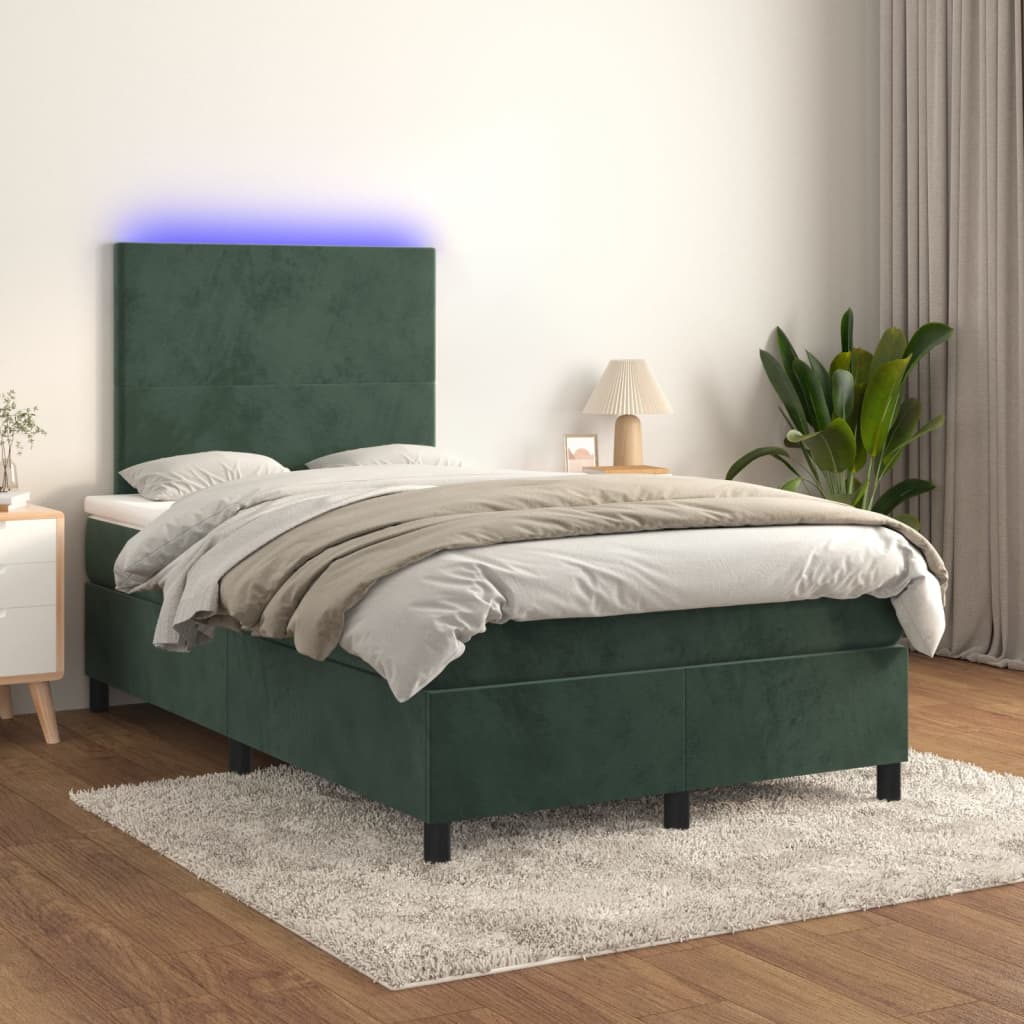 Sommier à lattes de lit avec matelas LED Vert foncé 120x200 cm - XIOS