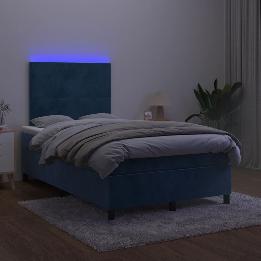 Sommier à lattes de lit avec matelas LED Bleu foncé 120x200 cm - XIOS