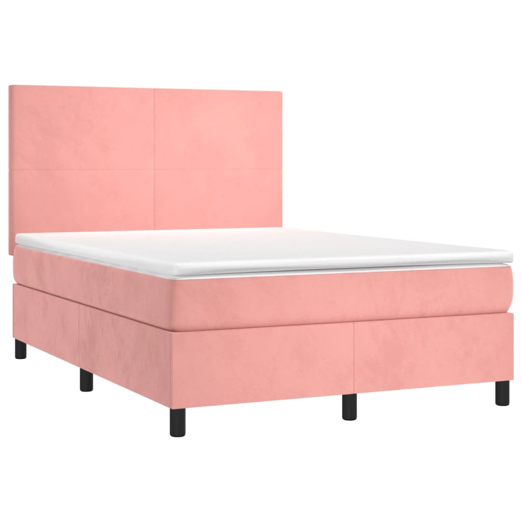 Sommier à lattes de lit et matelas LED Rose 140x190 cm Velours - XIOS