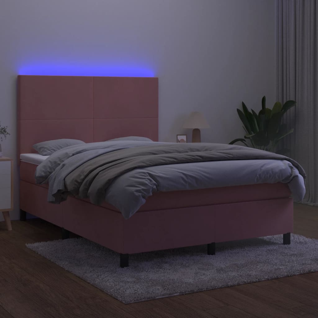 Sommier à lattes de lit et matelas LED Rose 140x200 cm Velours - XIOS