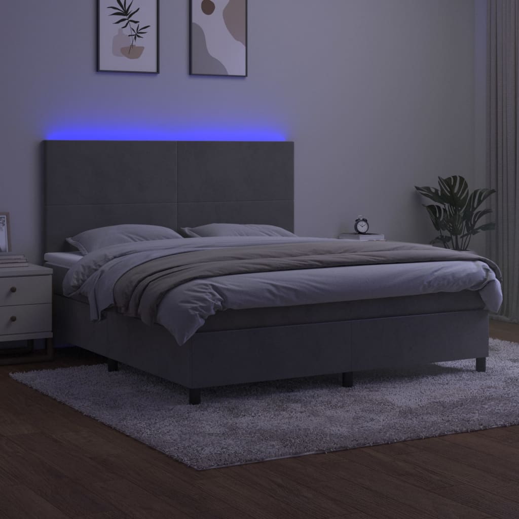 Sommier à lattes de lit avec matelas LED Gris clair 160x200 cm - XIOS