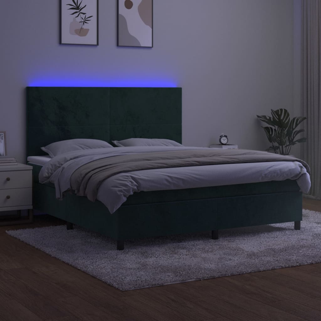 Sommier à lattes de lit avec matelas LED Vert foncé 160x200 cm - XIOS