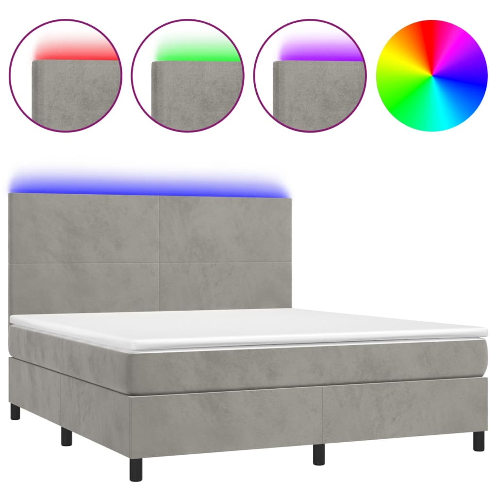 Sommier à lattes de lit avec matelas LED Gris clair 180x200 cm - XIOS