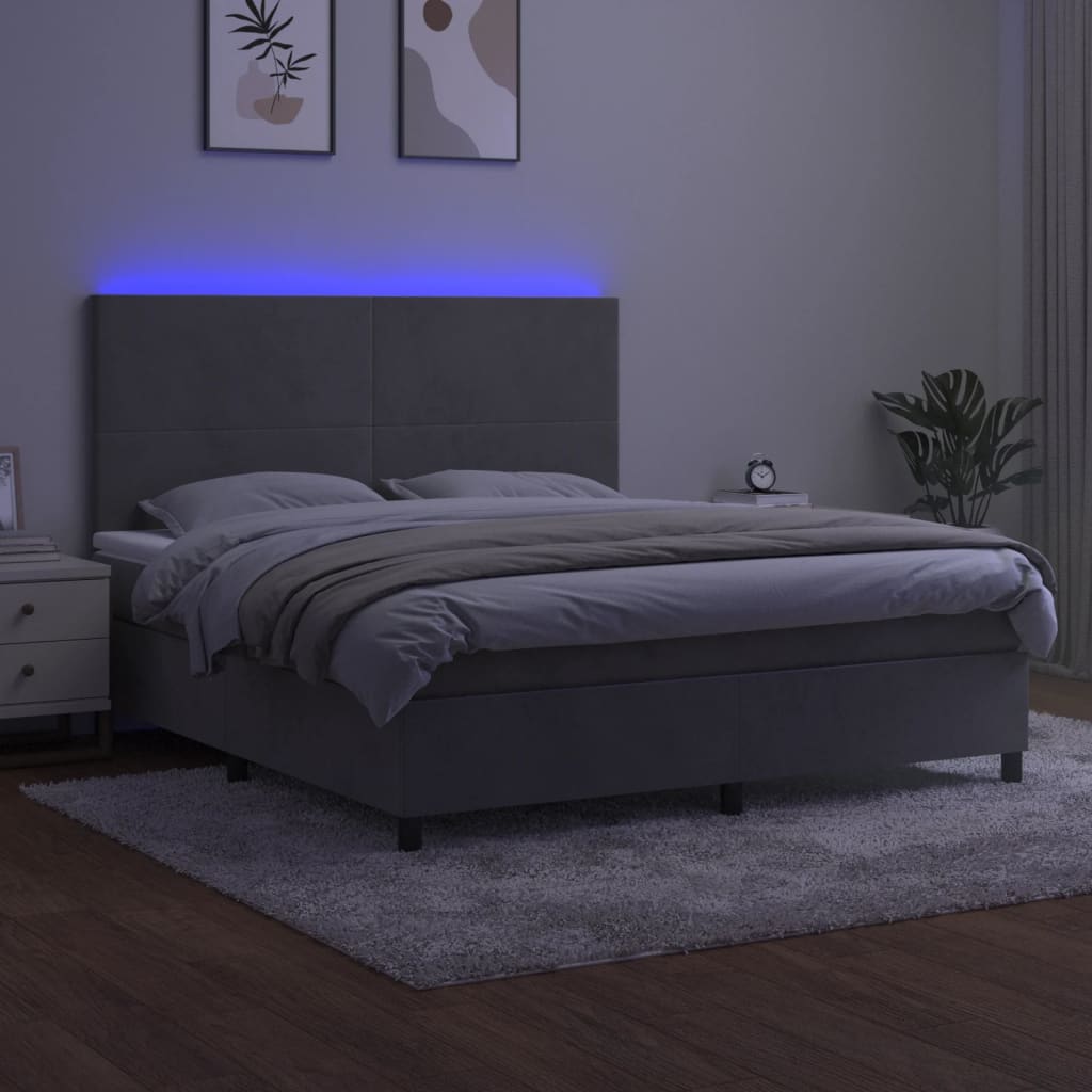 Sommier à lattes de lit avec matelas LED Gris clair 180x200 cm - XIOS