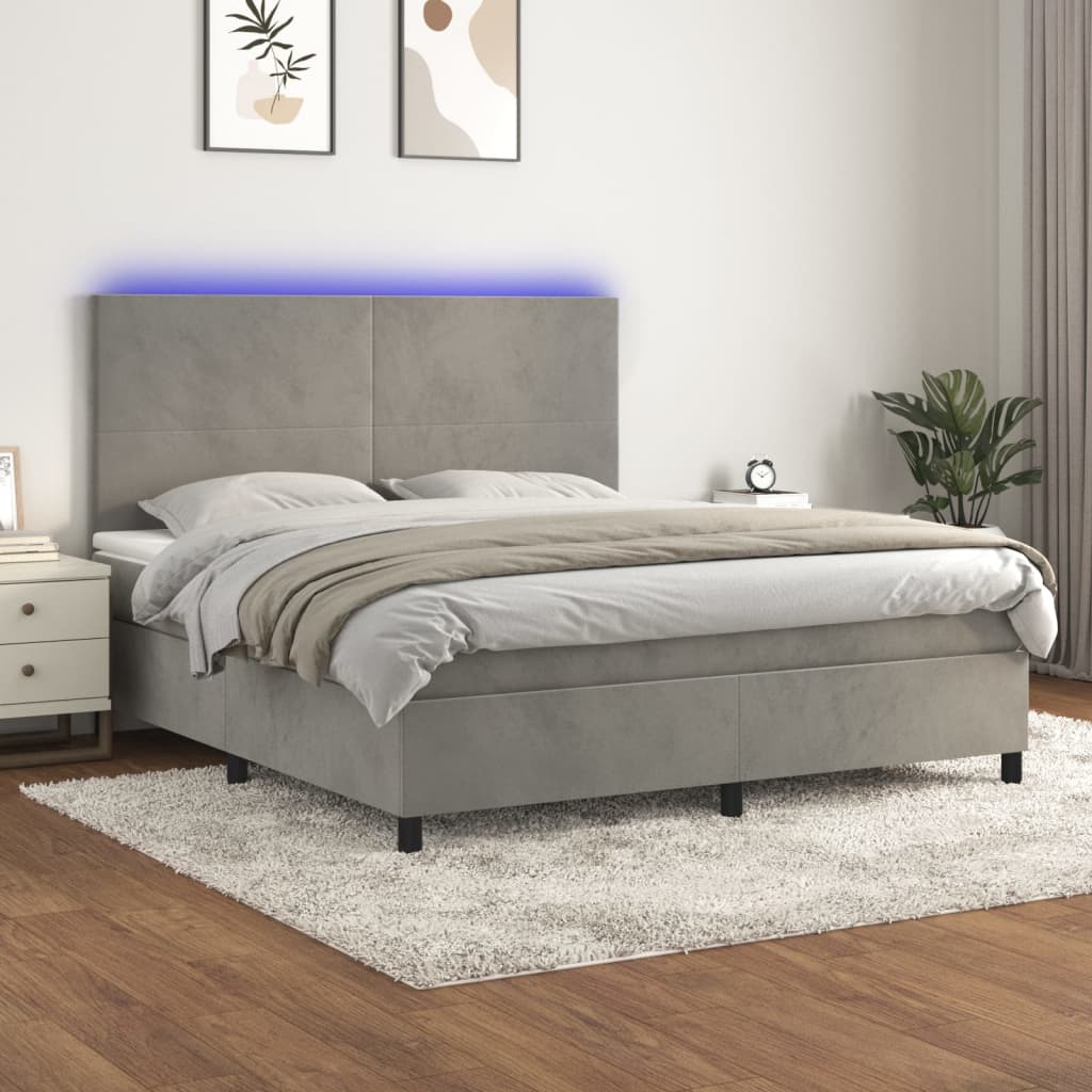 Sommier à lattes de lit avec matelas LED Gris clair 180x200 cm - XIOS